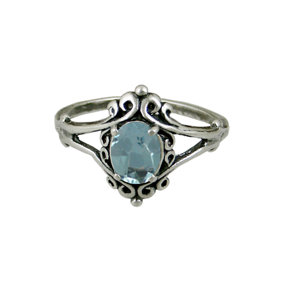Sterling Silver Gemstone Ring With Blue Topaz Size 9